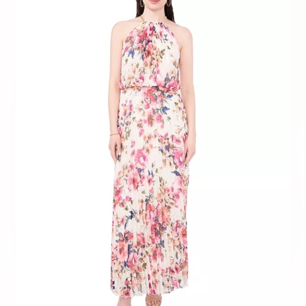 MSK Floral Print pleated Dress, Size 8